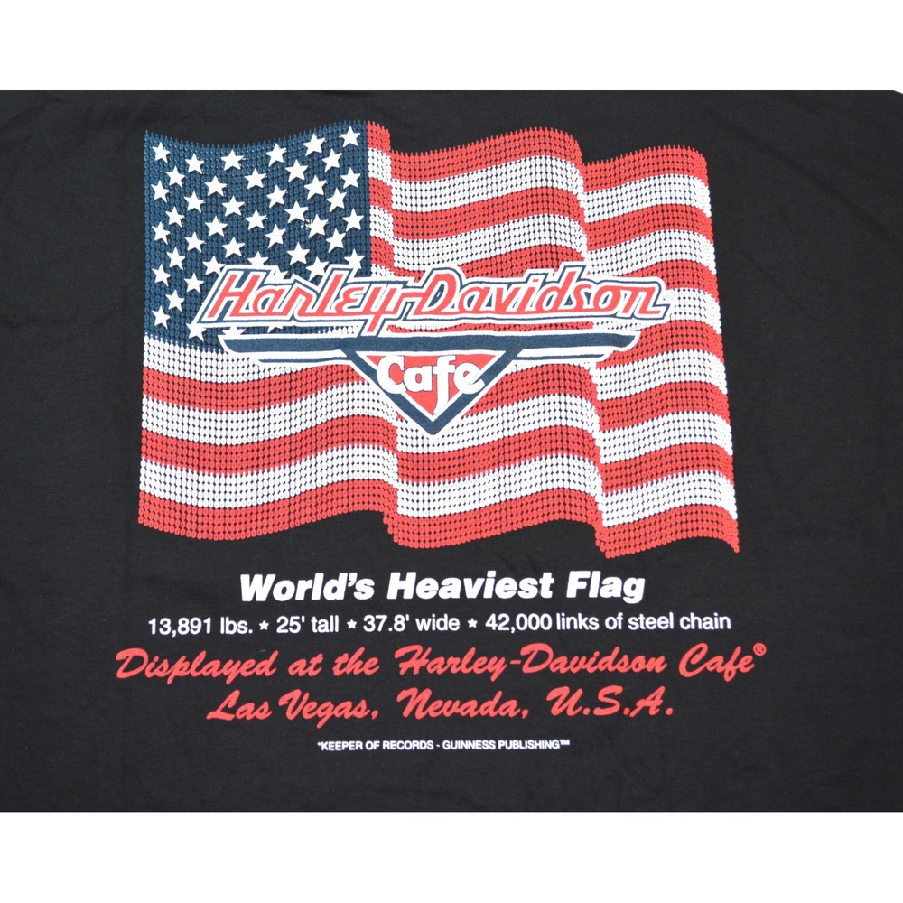 NWT Harley-Davidson Cafe Las Vegas T-Shirt Mens 2XL Worlds Heaviest Flag NWT - Picture 4 of 9